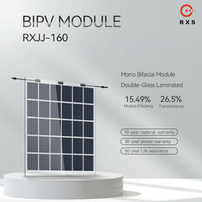 Panel Surya BIPV Kaca Kelas A 160W 200W 250W Transparan Dapat Disesuaikan